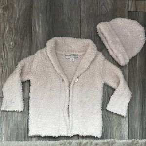 Barefoot Dreams cozy chic 6-12m cardigan and hat